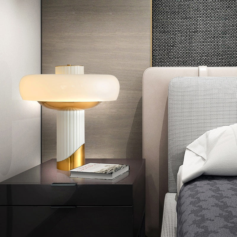 Round Cylinder Metal Glass 2-Light Table Lamp
