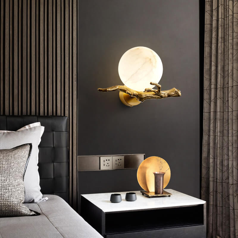 Brass Lucite Tree Branch Wall Lamp