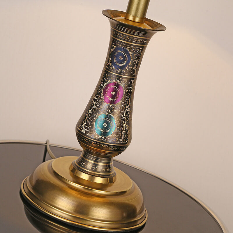 Glass Copper Bedroom Table Lamp