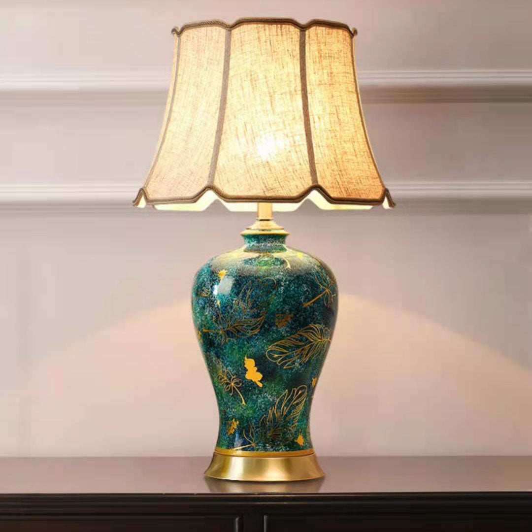 Fabric Ceramic Vase Home Table Lamp