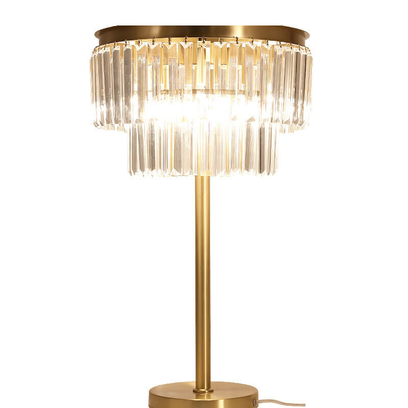 Prismatic Crystal Round Full 3-Light Table Lamp