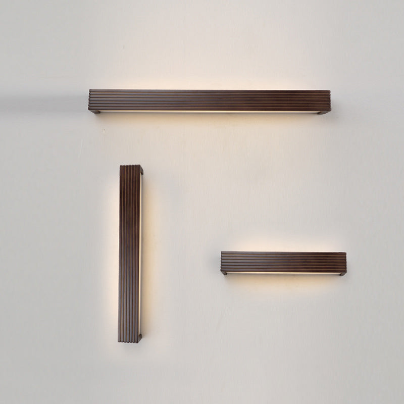 Striped Wood Cuboid Vanity Wall Lamp