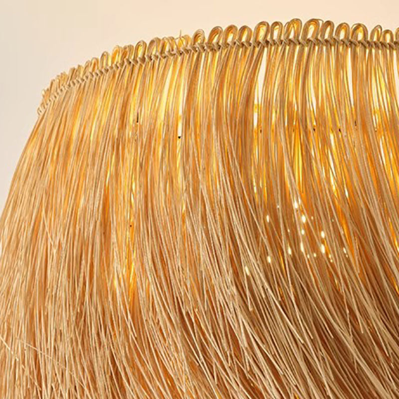 Bamboo Weaving Round Resin Floor Lamp