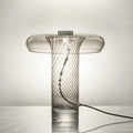 Floral Clear Glass Column Table Lamp