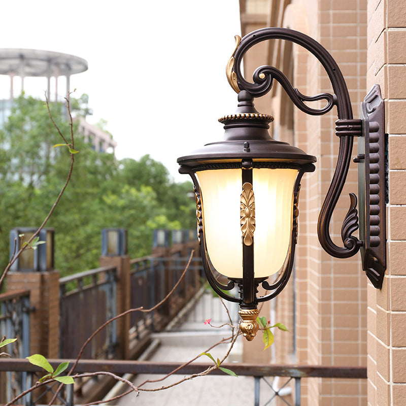 Coffee Gilded Aluminum Glass Outdoor Light
