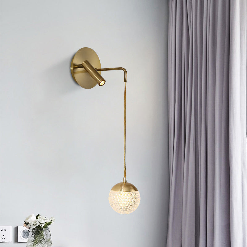 Iron Acrylic Ball Bedside Wall Lamp