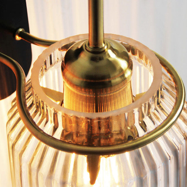 Cylinder Iron Glass Bedroom Wall Lamp