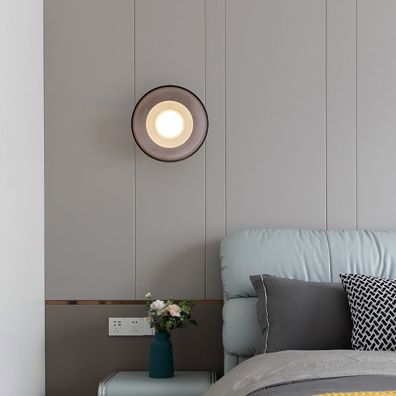 Round Hardware Glass Wall Lamp