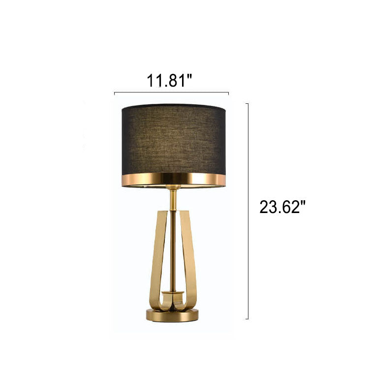 Black Fabric Gold Geometric Table Lamp