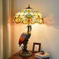 Female Crane Stained Glass 3-Light Table Lamp