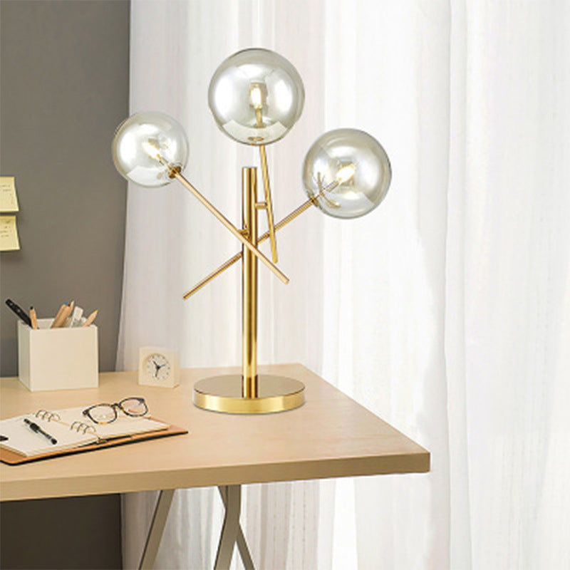Round Ball Stainless Steel 3-Light Table Lamp