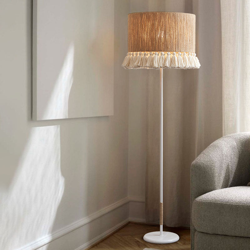 Hemp Rope Weaving Cylinder Floor Lamp