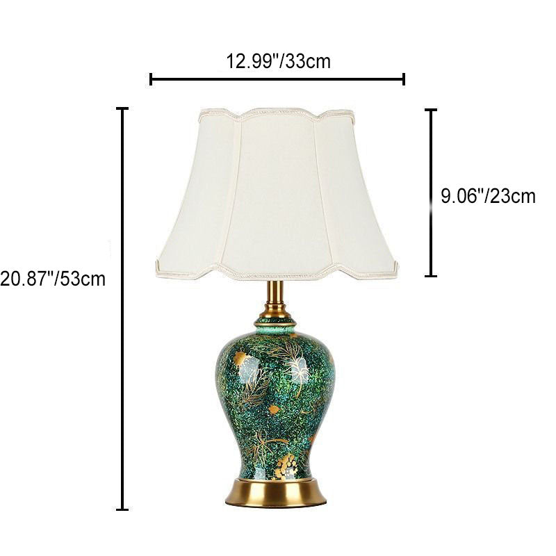 Emerald Ceramic Fabric Table Lamp
