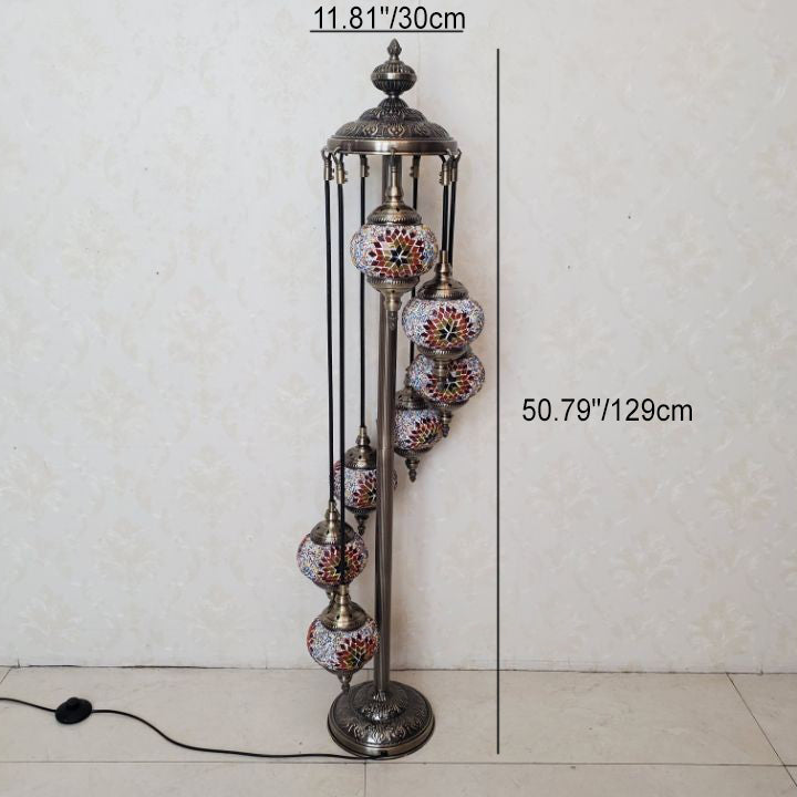 Oval Ball Iron Stained 7-Light Floor Lamp