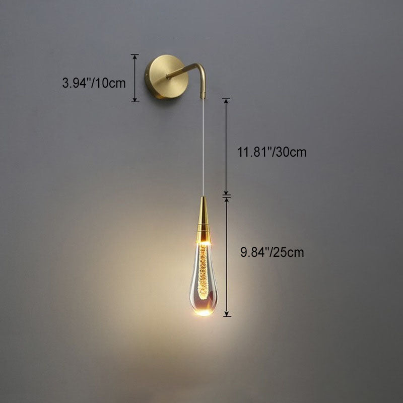 Teardrop Shape Crystal Bedroom Wall Lamp