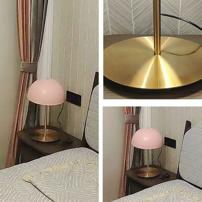 Pink Dome Copper Bedroom Table Lamp