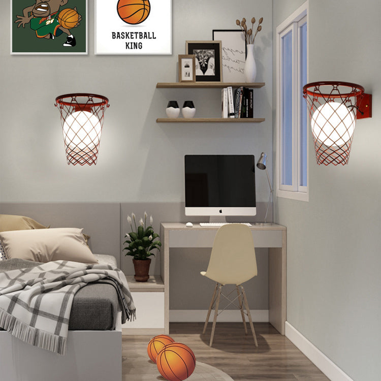 Kids Iron Glass Basketball Wall Lamp