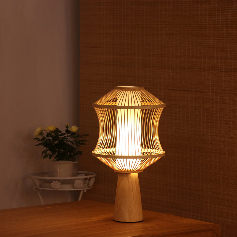 Bamboo Weaving Geometric Cage Table Lamp