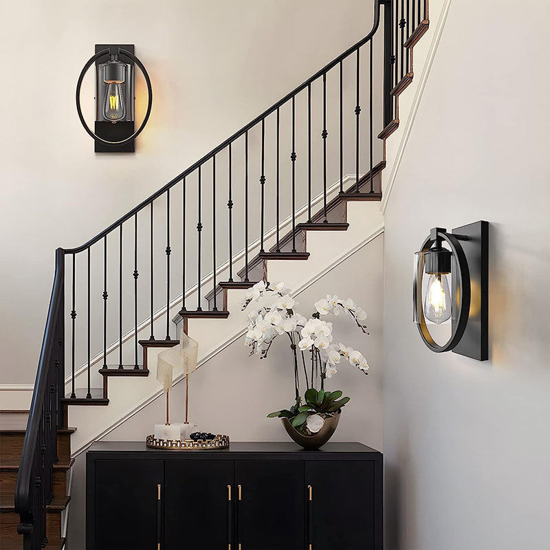 Iron Circle Ring Glass Wall Lamp