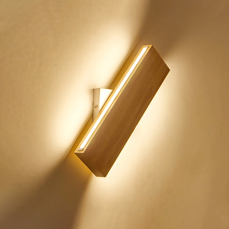 Wooden Acrylic Linear Bedroom Wall Lamp
