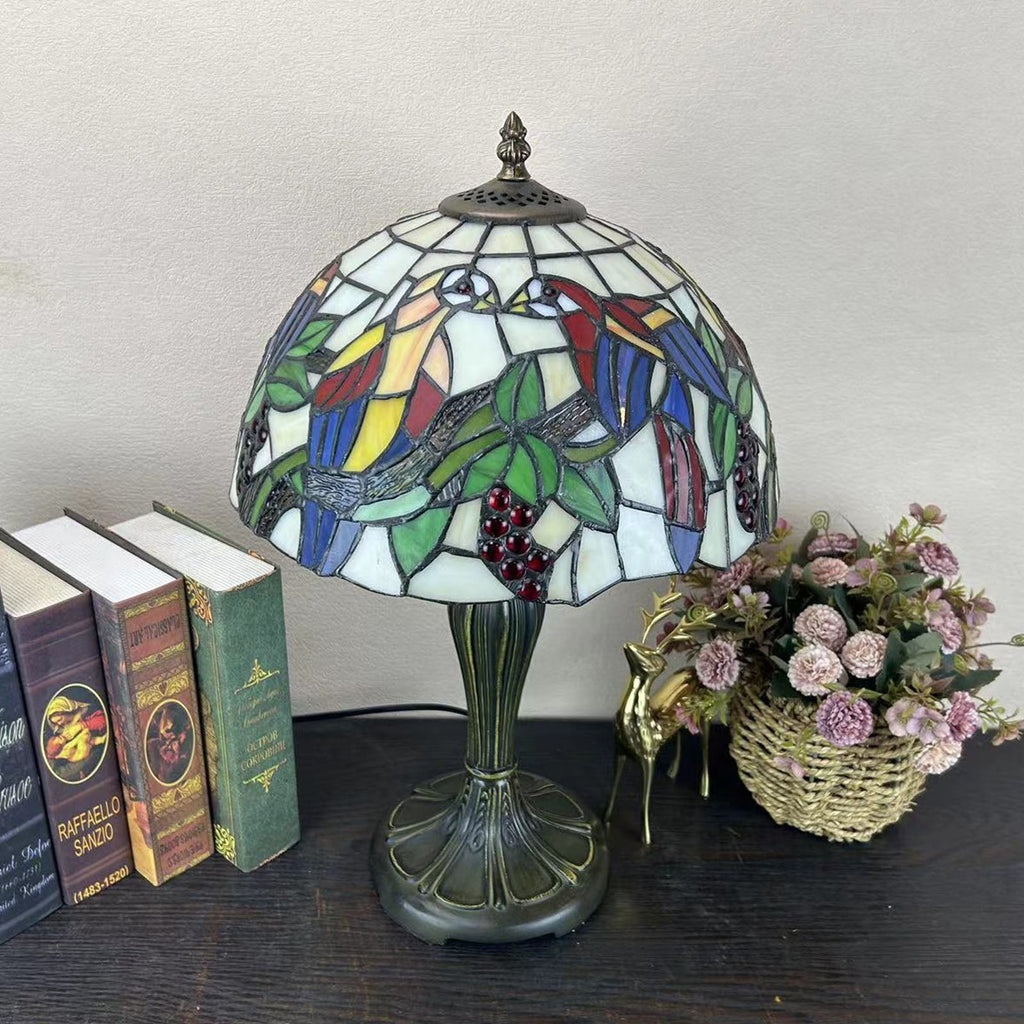 Metal Glass Dome Grape Table Lamp
