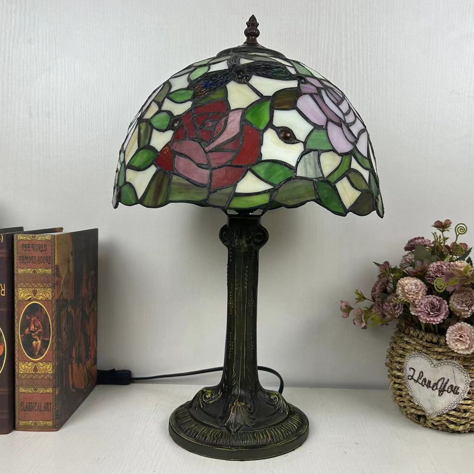 Dome Flower Iron Glass Table Lamp