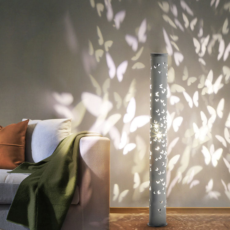 Cylinder Butterfly Iron Aluminum Floor Lamp