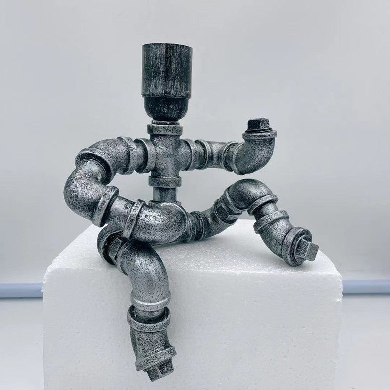 Iron Water Pipe Robot Table Lamp