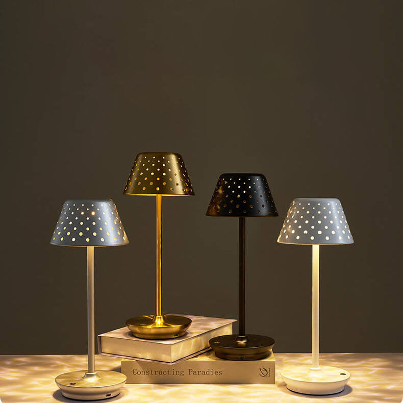 Perforated Wrought Iron Power-on Table Lamp
