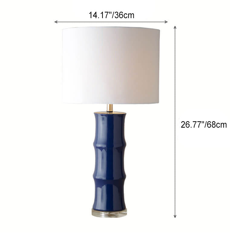 Blue White Ceramic Linen Table Lamp