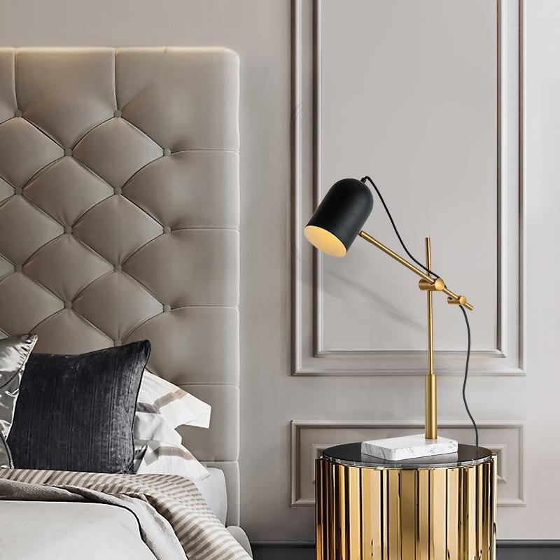 Cylinder Marble Hardware Bedroom Table Lamp