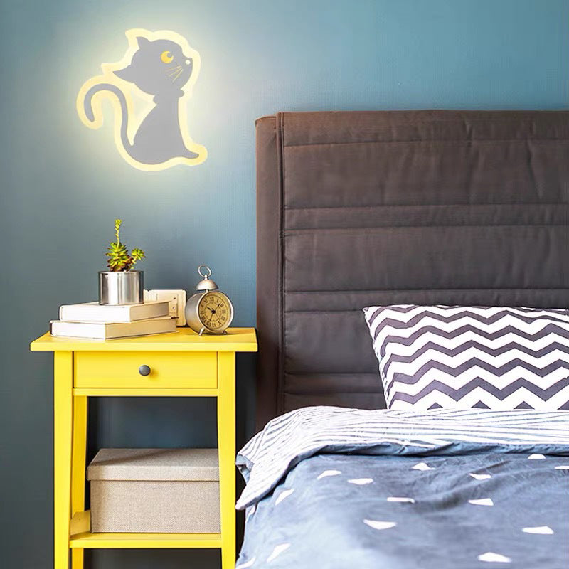 Cat-Shaped Acrylic Iron Bedroom Wall Lamp