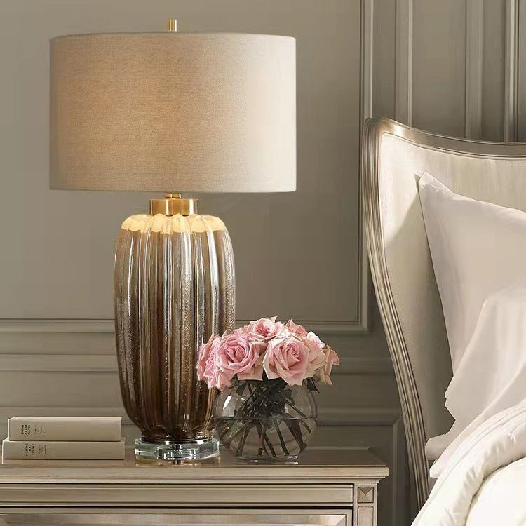 Column Ceramic Fabric Living Table Lamp