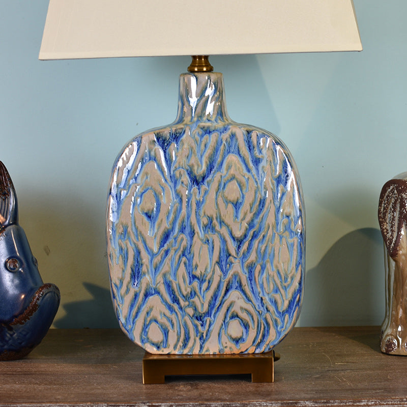 Square Copper Ceramic Fabric Table Lamp