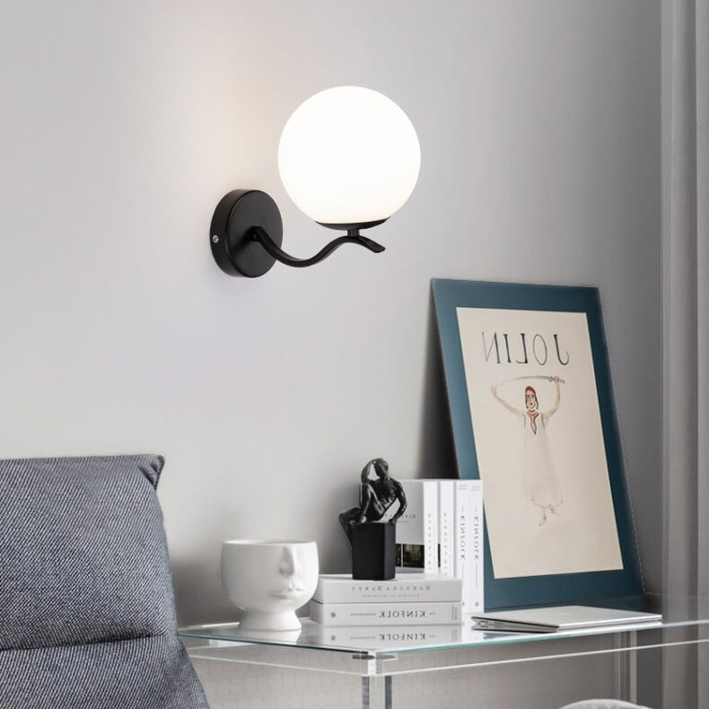 Iron Bracket Spherical Glass Wall Lamp