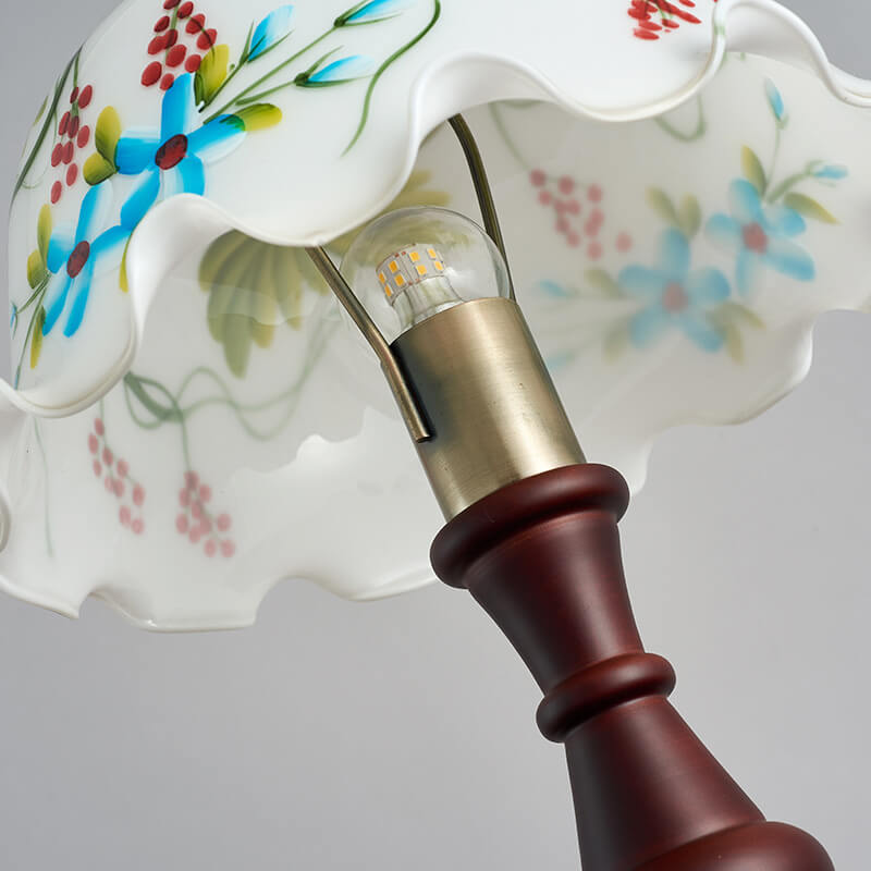 Elements Hand-depicted Floral Glass Table Lamp