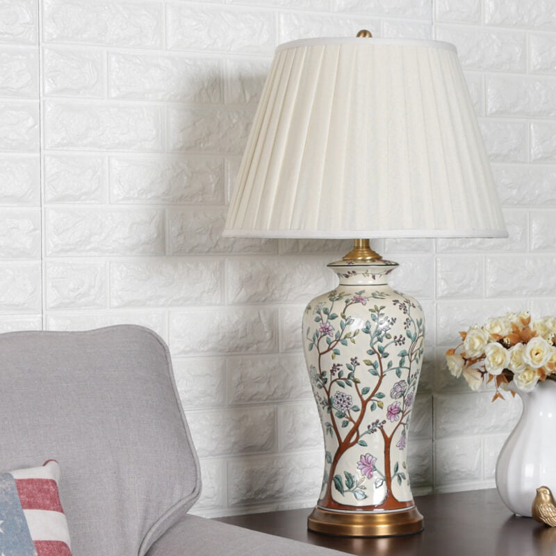 Palace Fabric Lampshade Ceramic Table Lamp