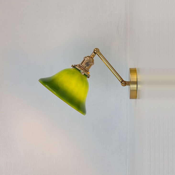 Green Glass Brass Wall Lamp