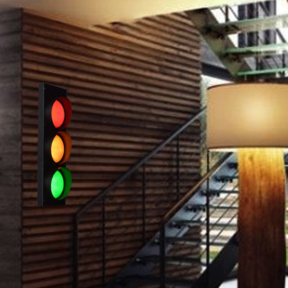 Rectangle Traffic Signal Iron Wall Lamp