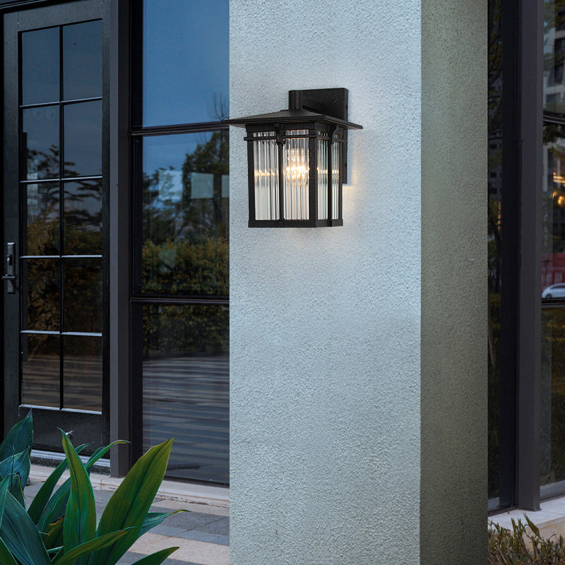 Aluminum Rectangular Frame Ribbed Outdoor Light