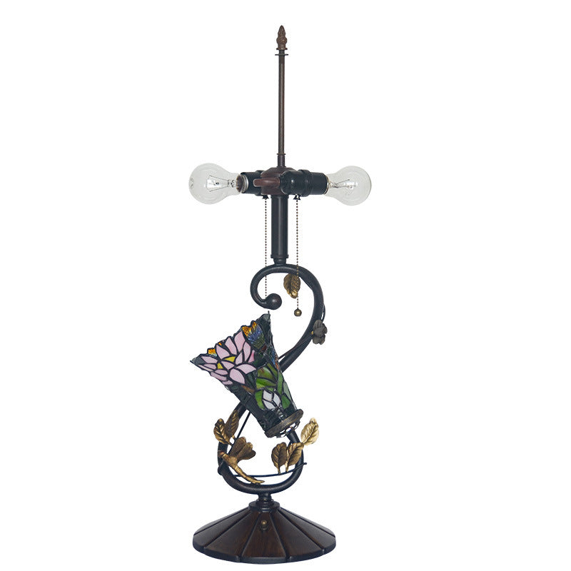 Bouquet Iron Stained Glass 3-Light Table Lamp