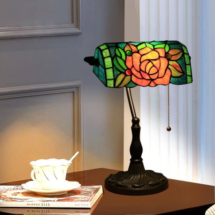 Blooming Flowers Stained Glass Table Lamp