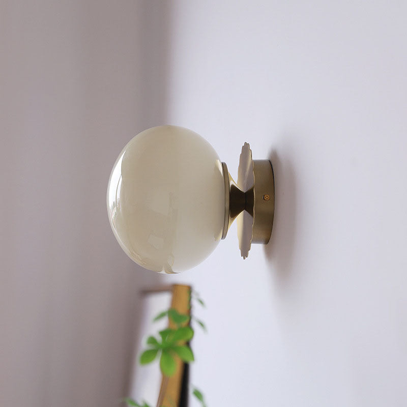 Iron Glass Round Head Wall Lamp