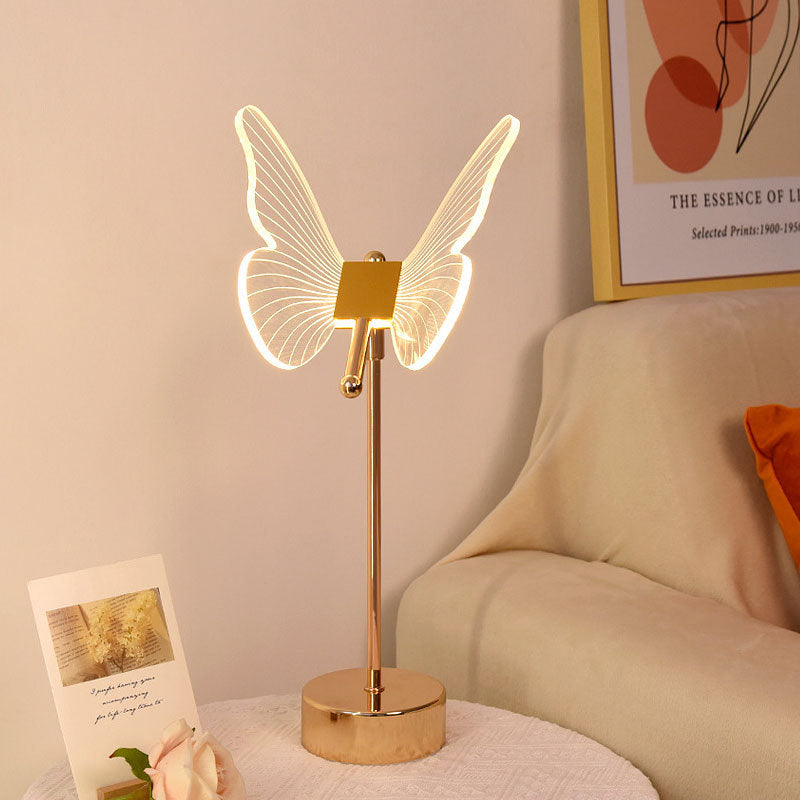 Acrylic Flower Butterfly Gold Table Lamp