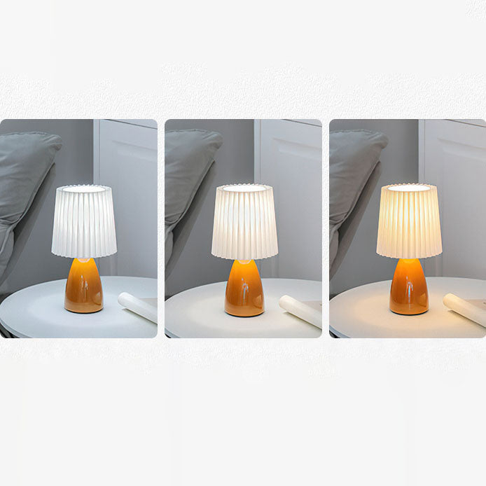 Pleated Fabric Ceramics Bedroom Table Lamp