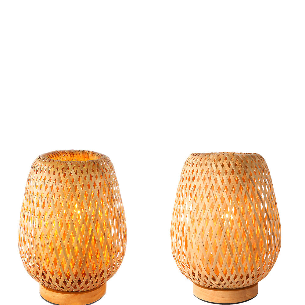 Bamboo Weaving Lantern Bedroom Table Lamp
