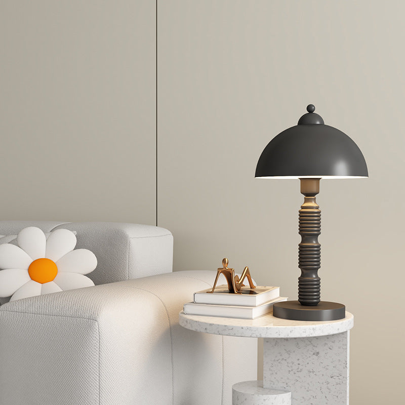 Iron Round Pleated Bedroom Table Lamp