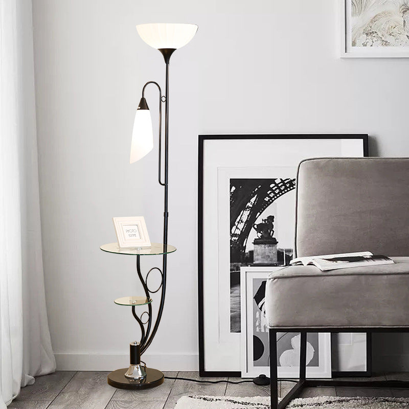 Flower Glass Table Iron 2-Light Floor Lamp