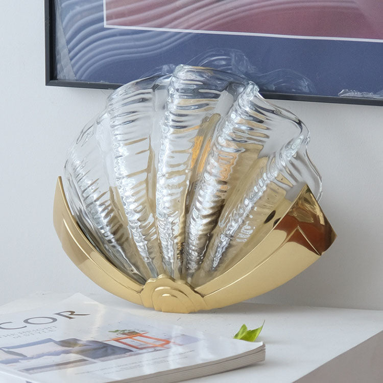 Shell Brass Glass Bedroom Wall Lamp