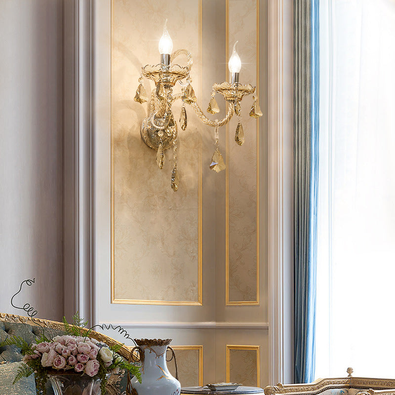 Glass Crystal Candelabra Hardware Wall Lamp